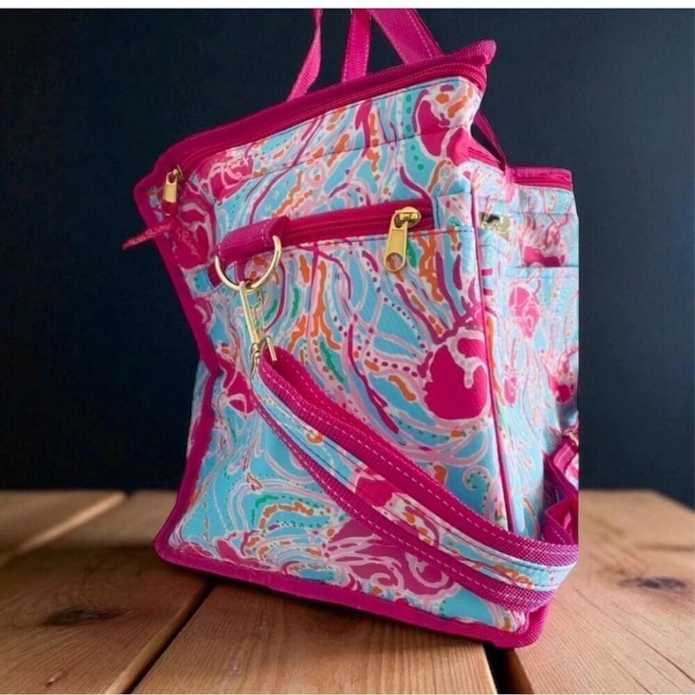 NWT Lilly Pulitzer Insulated cooler pink blue Jellies Be Jammin lunch beach bag - Picture 3 of 16